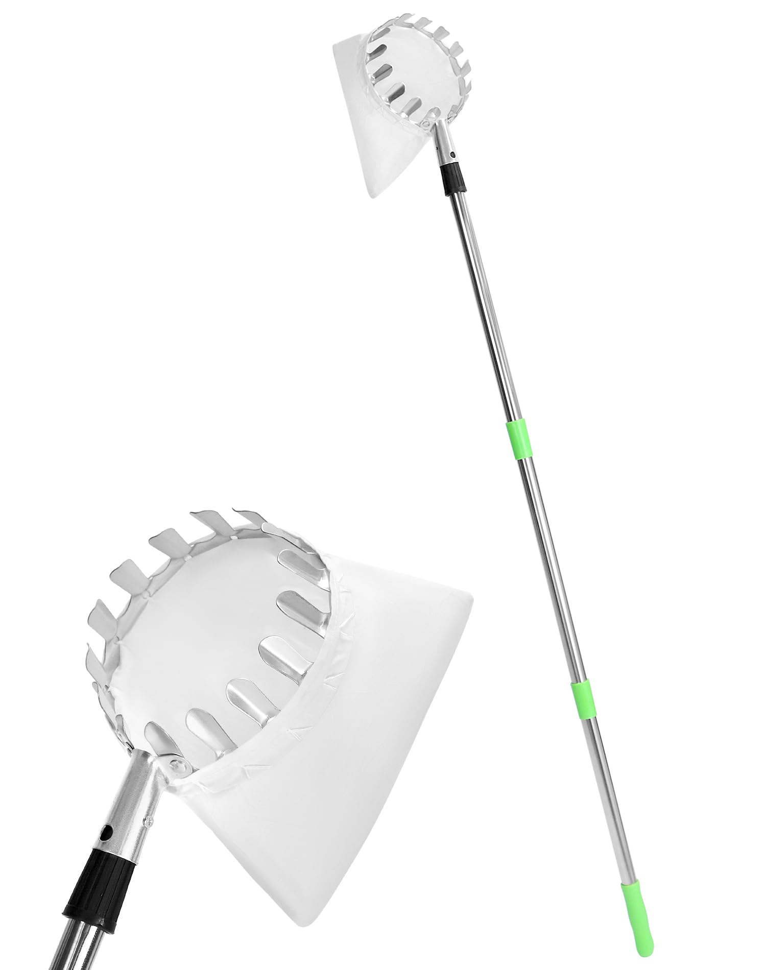 QWORK® Raccoglitrice di Frutta 4M con Manico telescopico, Acciaio Inossidabile, Strumento raccoglifrutta