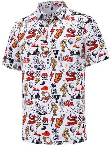 Mens Golf Polo Shirts Short Sleeve Performance Moisture Wicking Dry Fit Casual Print Funny Golf Polo Shirts for Men
