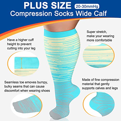 Diu Life Plus Size Compression Socks For Women & Men 20-30 Mmhg Extra Wide Calf Knee High Support Socks For Circulation #TOP1