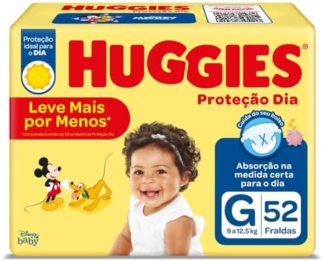 Huggies Fralda Proteção Dia Tam. G - 52 fraldas