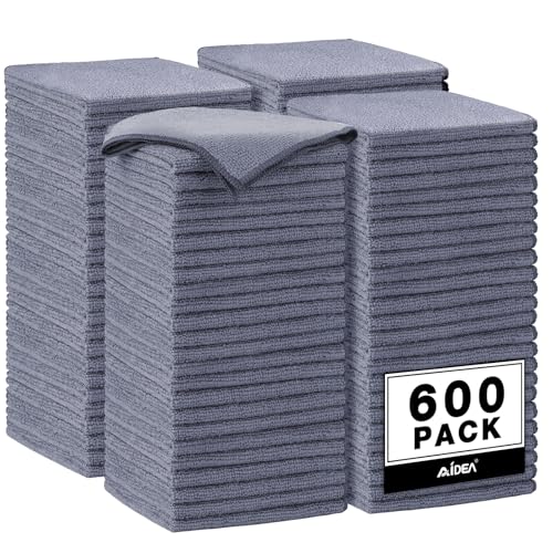 AIDEA Microfiber Cleaning Cloth Grey, 600PK, Microfiber Towels 12×12"