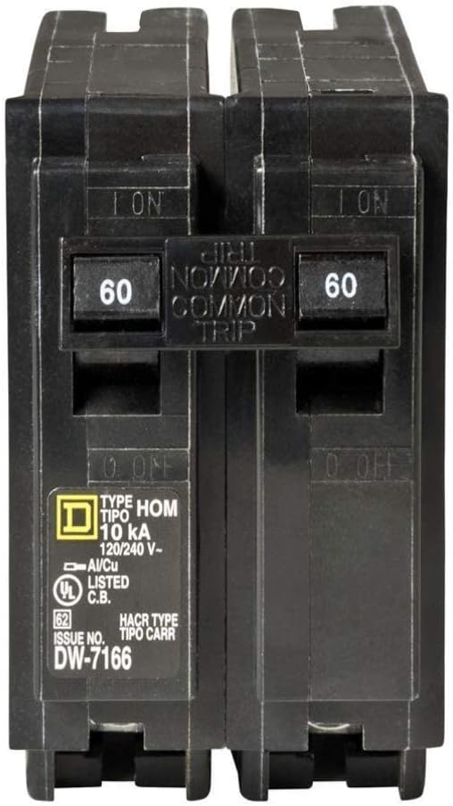 Square D HOM260 Plug-In Circuit Breaker, 60 Amp, 2-Pole
