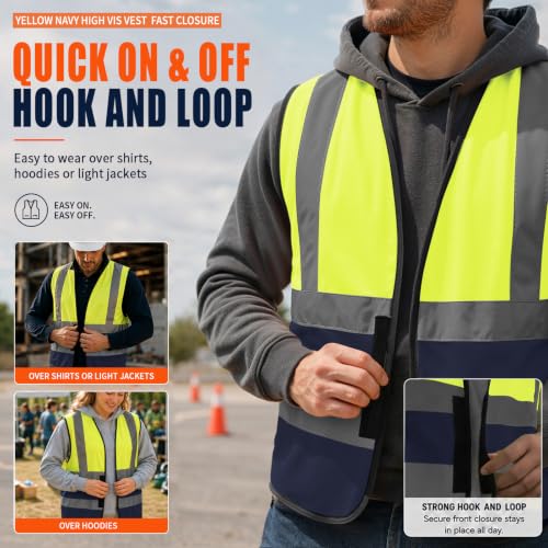 Image of AYKRM 12 colour High visibility viz vest hi vis viz reflective work construction safety vest (XS-8XL)