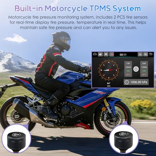 Image of Carpuride W502TPRO for Motorcycle CarPlay& Android Auto& TPMS& Dual Bluetooth - 5 inch Waterproof GPS Navigation Screen for Motorbike, Music Sharing, Intercom, EQ, Light Sensor, Compass, Barometer