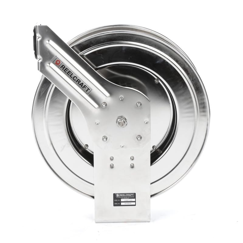 Reelcraft LC607 OLS Spring Retractable Stainless Steel Hose Reel, 70' Air/Water Hose Not Included