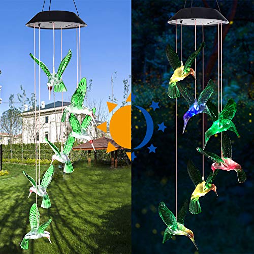 Six Foxes 12121 Wind Chime, Solar Hummingbird Wind Chimes Outdoor/Indoor thumb #2