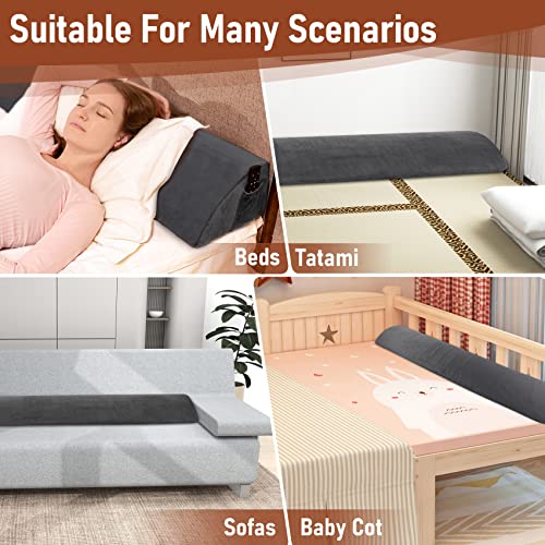 Wedge Pillow Headboard, Soft Velvet Bed Gap Filler For Mattress Seams (0-7"),Bed Wedge Pillow,Mattress Wedge Pillow Fill Gap Between Headboard/Wall And Mattress. (Dark Gray, 76X10X6) #TOP3