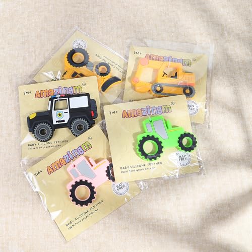 Image of Car Series Baby Teething Toys,Food Grade Silicone Chew Teether for 3 Months+ Infant Boy and Girl,Toddler Sensory Chewing Teether,BPA Free. (Police Car, Black)