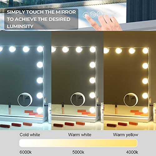FENCHILIN Large Vanity Mirror with Lights, Hollywood Lighted Makeup