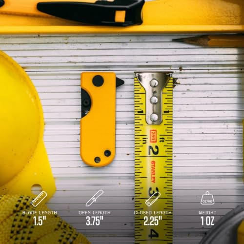 Image of WESN Microblade Premium Folding Pocket Knife - 1.5 inch D2 Steel Blade, Compact EDC Knife with G10 Handle, Manual Thumb Stud, Deep Carry Clip - Lightweight Everyday Carry (Titanium) (Blacked Out Mustard G10 X Titanium)