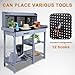 Outdoor Potting Bench Table,Garden Work Bench Metal Tabletop Horticulture with Shelf Rack Wooden Potting Benches for Outside with Holey Board/Hooks/Pads/Drawer/Adjustable and Cabinet,Gray