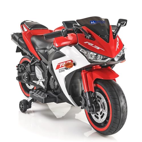 Image of Alstoy Ninja Ride-On Bike for Kids | 12V Rechargeable Battery Electric Toy Bike | Bluetooth Music | 35kg Capacity | Ages 3-8 Boys & Girls | BIS /ISI Approved | 6-Month Warranty | Large | Red