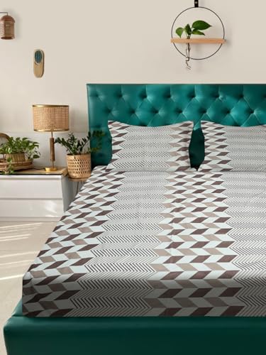 Image of ROSARAHOME 180 TC Microfiber Flat Queen Size Double Bed Bedsheet with 2 Pillow Cover| Bedsheet:240cmx225cm Pillow Covers:45cmx70cm,Abstract Light Brown
