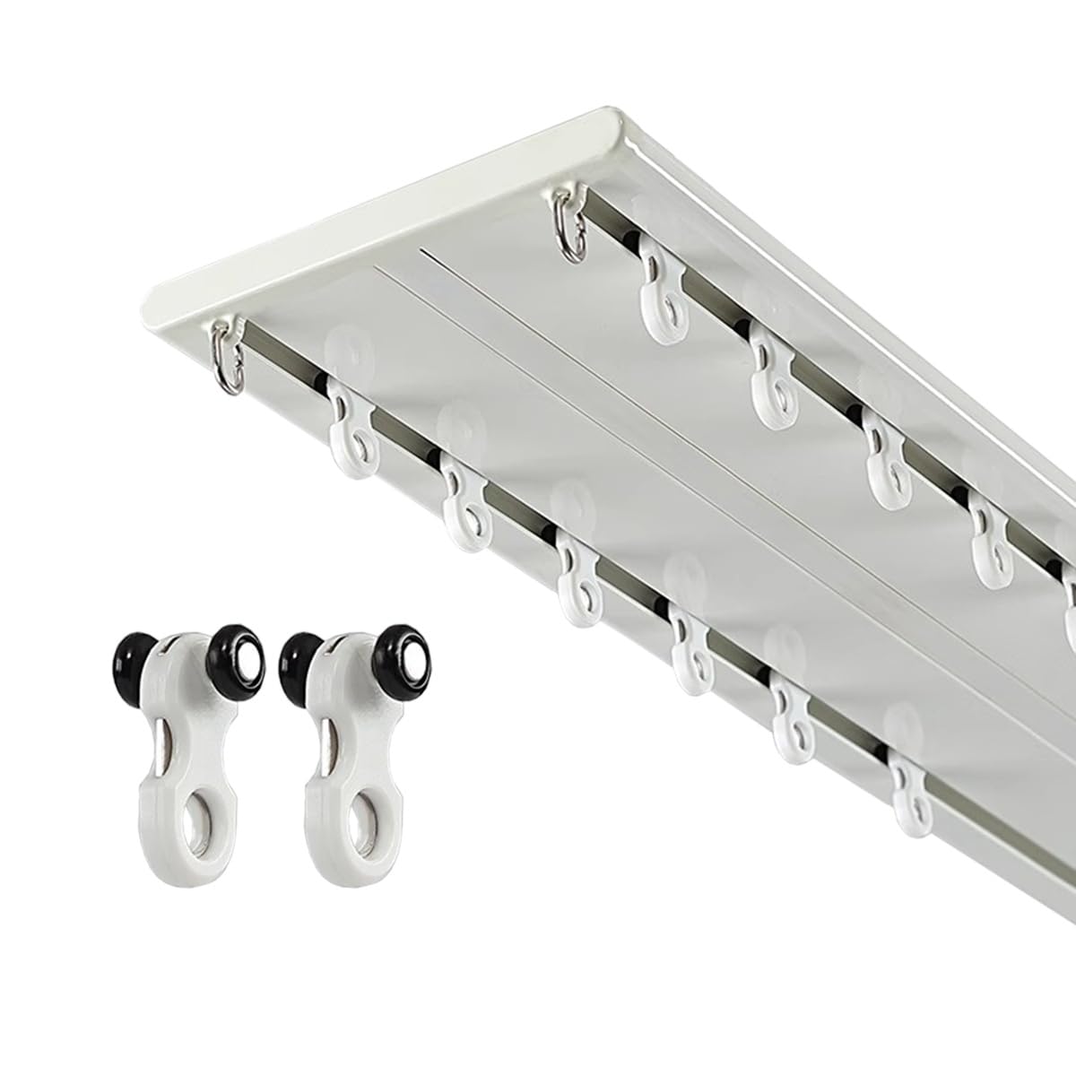GLDYTVF Luxury Double Track Curtain Rail, Silent Aluminum Alloy Ceiling Mount, 2.0m (6.6ft) for Room Divider & Home Decor, Ideal for Bedrooms, White Color