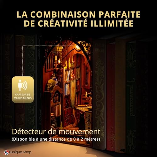 Kit book nook librairie magique : puzzle 3D bois avec LED - 3
