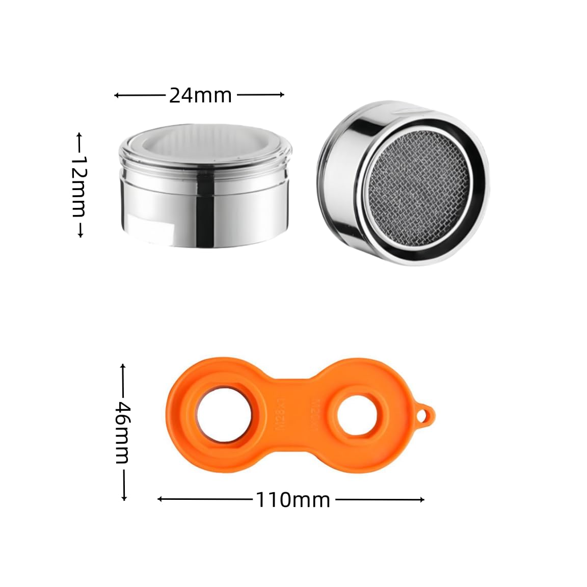 ShaMyiuCnz 5 Pcs M24 Tap Aerator Replacement Part Faucet Tap Aerators Kitchen Bathroom Faucet Filter Tap Thread Nozzle with Gaskets and Faucet Aerator Wrench - Image 2