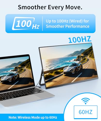 Image of MAGICRAVEN Wireless Portable Monitor with Battery- 21.5 inch 1080P 100Hz IPS Second Screen for Office, AirPlay & Miracast Casting, Up to 3.5hrs Use, No Cables or Drivers Needed, Works with Laptop /PC /Phone