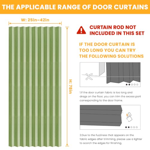 Image of AJAZZ Blackout Magnetic Door Curtain Accordion Doors Interior Folding Closet Door Curtain Invisible Applicable Bedroom Room Living Room Doorway(Green 42 inch W x 78 inch L 1 Panel