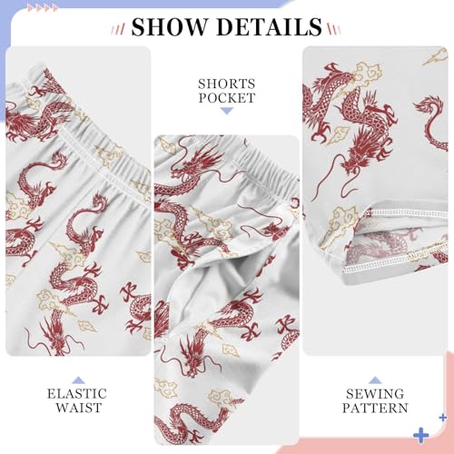 Good Luck Dragon Boys Long Pants Soft Trousers Elastic Waist Kids Lounge Bottoms with Pockets S-XL4