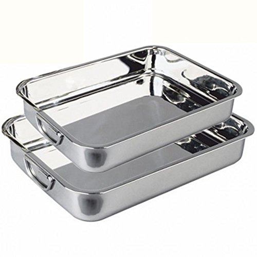 Space Home - Rustidera de Horno con Asas - Acero Inoxidable - Set de 2