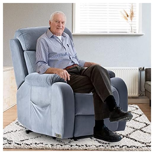 cinkehome Lift Chair Recliner-Electric Power Lift Chairs Recliners for Eldery-Lazyboy Small Power Recliner Chair on Clearance-Remote Control-Side Pockets-Soft Fabric-Dusty Blue