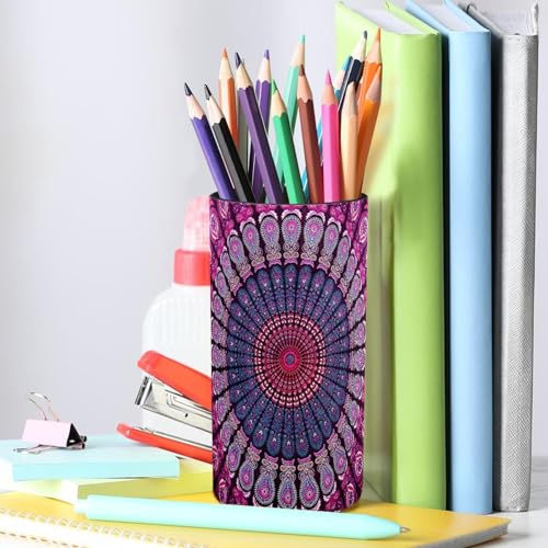 Pot à crayons mandala bohème pour organiser vos pinceaux de maquillage sur la coiffeuse