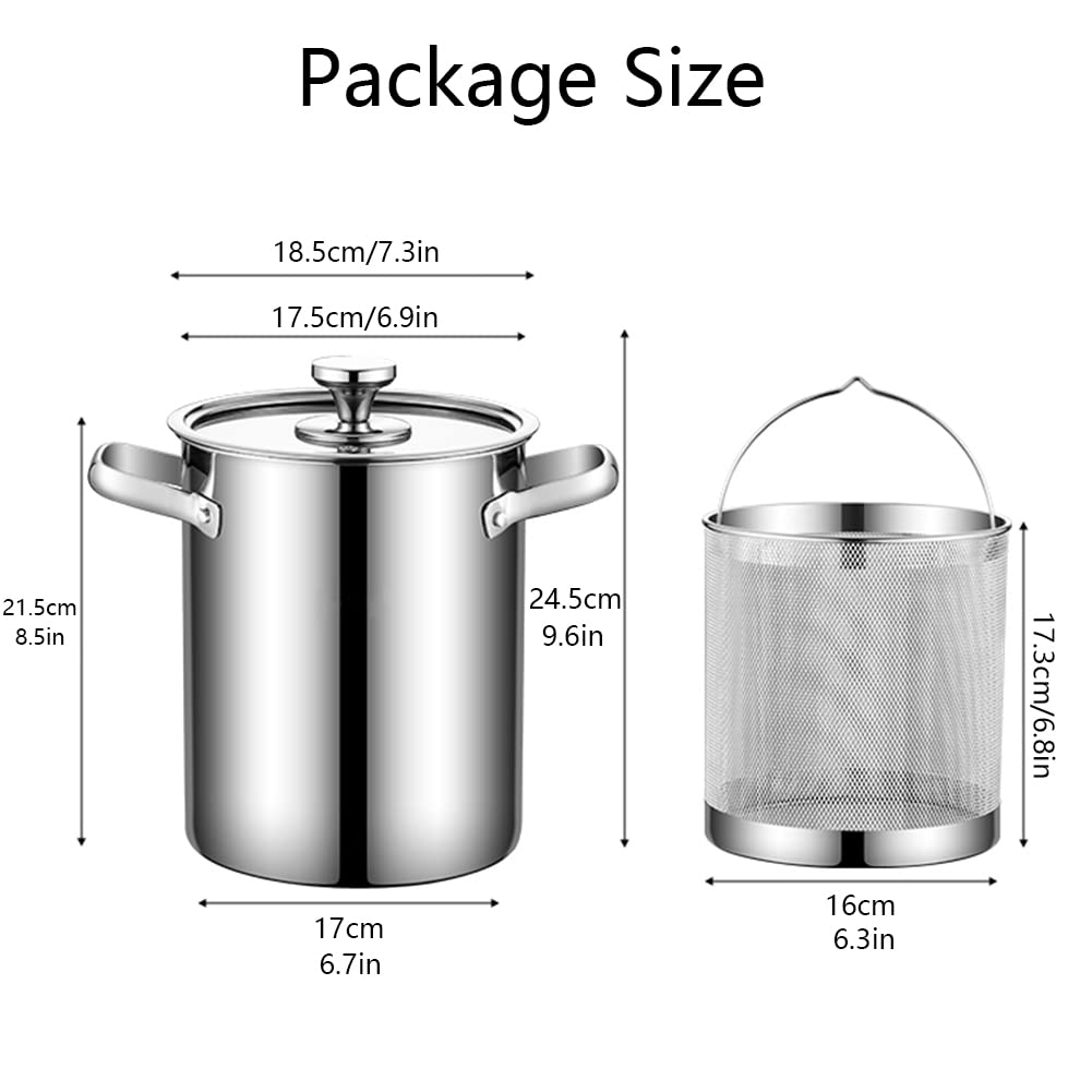 4L Marmite De Friture Avec Panier Et Couvercle Acier Inoxydable 304 Pot À Légumes Marmite À Asperges Cuiseur De Pâtes Cuit-vapeur Pour La Maison Cuisine, Argent