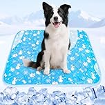 Tsmertor Dog Cooling Mat, Portable 60x90cm Pet Gel Self Cooling Pads Mat for Large Dogs, Waterproof&Scratch-Resistant, Non-Toxic Sleeping Bed for UK Pets
