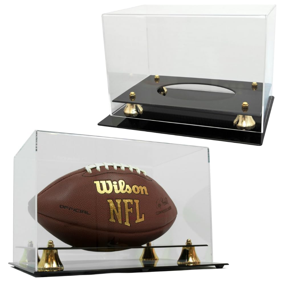 Collectible Supplies Exclusive Football Display Case with Cover | Full Size Football Holder | UV Protection | Acrylic Football Display for Memorabilia | Clear Display Ideal for Autographed Football