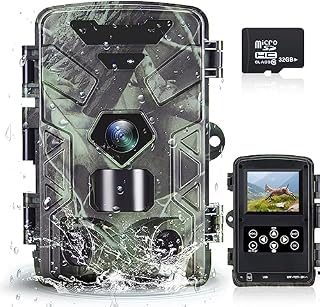 RecorCam Wildlife Camera, 50MP 4K Trail Camera with IR LEDs Night Vision 0.2s Motion Activated 120° Detecting Range Waterproof Garden Camera with 32GB for Outdoor Hunting Bird Watching Nature Scouting