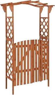 vidaXL Fir & Pine Wood Pergola with Gate - 45.7" x 15.7" x 80.3" Weather-Resistant Garden Arch Trellis for Vines & Paths