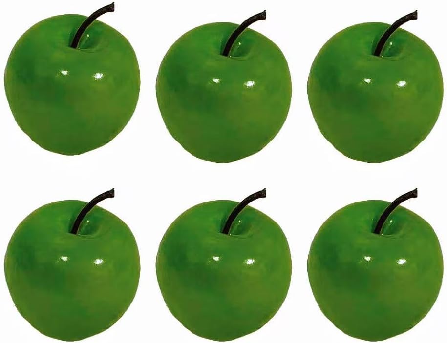 Artificial 6 Pieces Fake Green Apple Faux Realistic Large Apple Lifelike Simulation Foam Fruit Decoration for Home Decor, Kitchen, Party & Prop