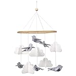 Sorrel + Fern Baby Crib Mobile (Birds in The Clouds, Short Version) - Unique and Minimalist Design for Boys & Girls