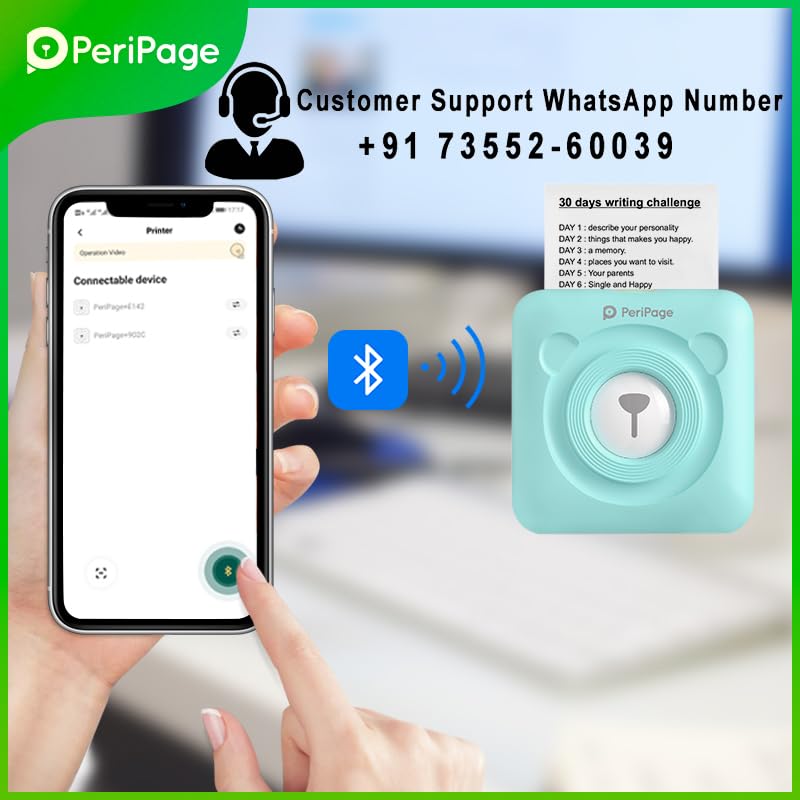 Image of PeriPeri PeriPage A6 (HD 304dpi) Mini Thermal Printer (1Year Warranty) Inkless Bluetooth Pocket Printer for Print Picture List Memo Barcode Receipt Labels (Green)