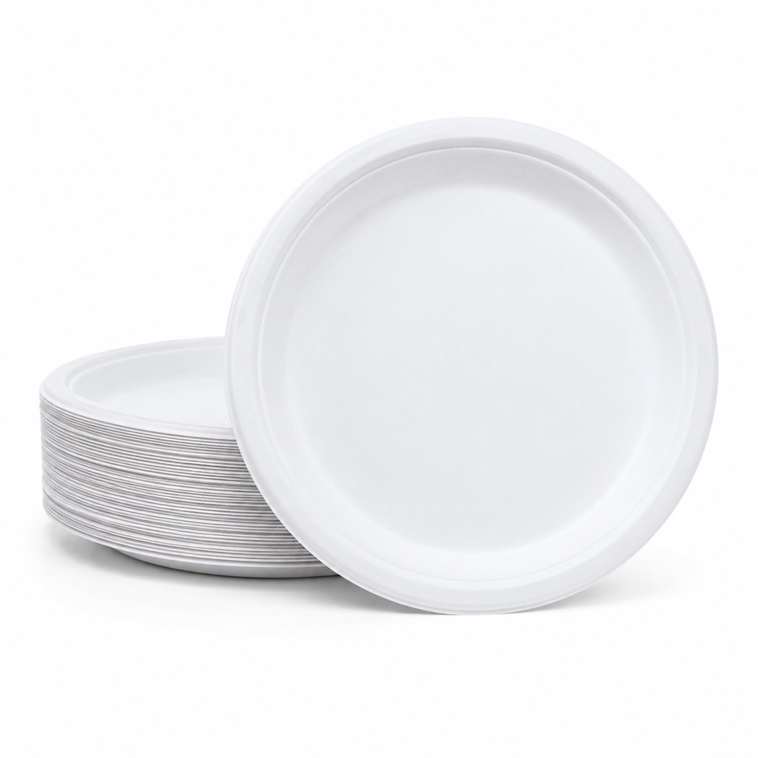 Bonkaso 6 Inch, Pack of 50 Bagasse Disposable Round Plates (White)| Eco-Friendly Sugarcane Paper Plates | Biodegradable, Compostable & Sturdy | Ideal for Snacks, Desserts, Parties, Weddings & Events