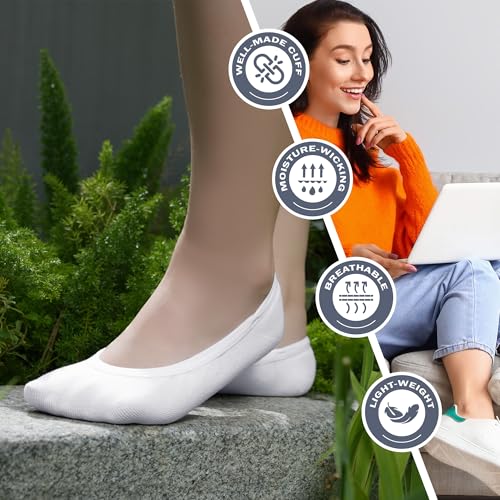 Image of BRISIRA Bamboo Viscose Women No Show Socks Extra Low Cut Liners Boat Thin Non Slip Flats Sneakers Loafer Invisible 5 Pairs