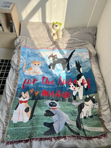 For the love of meow �L �f�U�C�� �W���K�[�h�D ������� �}���`�J�o�[ �u�����P�b�g �C �؍����̃C���e���A�C �C���e���A, �x�b�h�J�o�[ (130X160cm)