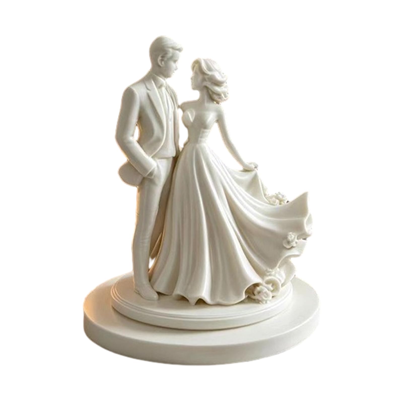 pidodou 3D Printed Bride and Groom Figurine, Romantic Desktop Sculpture Ornament, Wedding Table Home Decor Statue White Onesize