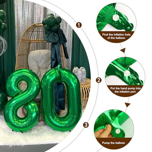 Image of Number Balloons Dark Green 3 Balloon 40 inch for 3rd Birthday Decorations | Saturated Color, Large 40 in, With Inflation Straw & Hanging Hole, For Back-To-School Season, Forest Picnic Party, Christmas