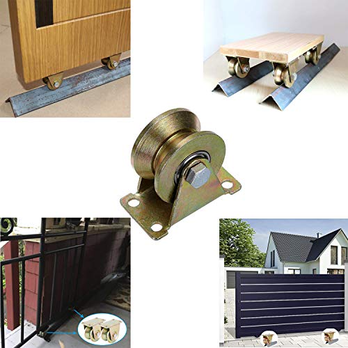 2 Pack 2" 45# Steel V-Groove Wheel Heavy Duty Rigid Caster Max Loading Capacity 660 Lbs For Inverted Track, Rolling Gate, Sliding Gate, Industrial Machines, Wire Rope Rail #TOP2