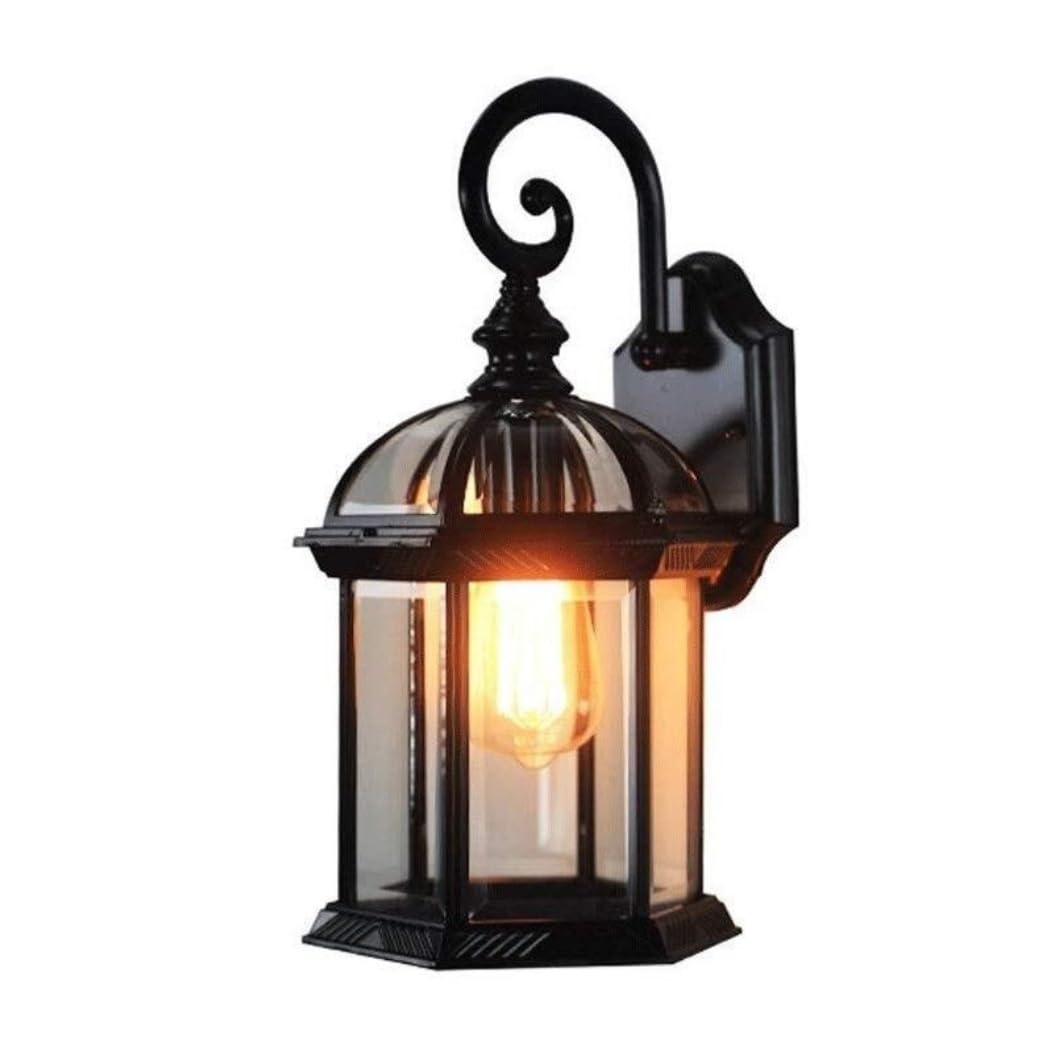 Outdoor Wall Lights Waterproof Outdoor Wall Lamp Aluminium Glass Sconce Retro Garden Lights for Balcony Stairs Aisle Courtyard Durable Porch(Black)