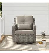 CHITA Patio Wicker Chair, 360° Rocking Swivel Outdoor Rattan Chair with Thickened Cushions for Ba...