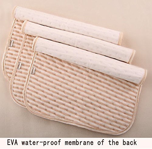 Almohadilla Impermeable para Cuna 50x70 cm, Algodón Orgánico, Lavable, Cambiador de Pañales para Bebé, Rayas de Café