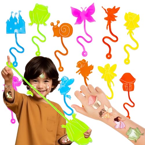 48PCS Fairy Party Favors - 24PCS Fairy Temporary Tattoos & 24PCS Fairy Sticky Hands - Perfect Birthday Favors, Goodie Bag Stuffers, Treasure Box Toys, Classroom Prizes, and Student Gifts