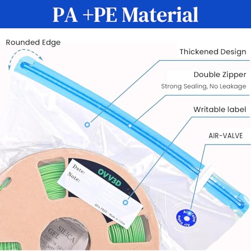 Image of Serplex 10Pcs for 3D Printer Filament Storage Bags with Manual Air Pump & 4 Sealing Clips 30x34cm Reusable Vacuum Storage Bag for PLA ABS PETG Filaments Anti-Moisture Vacuum Filament Storage Bag