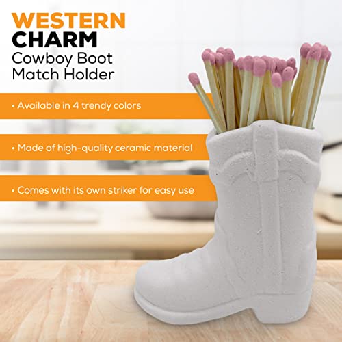 Cowboy Boot Match Holder - Match Holder With Striker - Bathroom Match Holder - Cowboy Boot Decor Cowgirl - Very Cute Addition For Interior Decor (Pink) #TOP2