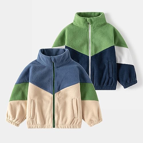 Toddler Boys Toddler Fall/Winter Boys' Standing Collar Colorblock Zipper Jacket Has Pockets Elastic Hem And Cuffs3