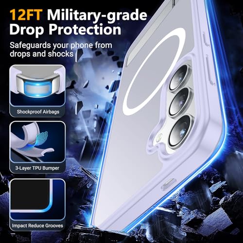 Image of SPIDERCASE Magnetic for Samsung Galaxy S24 Case, [3 Stand Ways][ Military Grade Drop Protection] with Invisible Stand Shockproof Slim Case for S24 6.2 inch, Light Purple