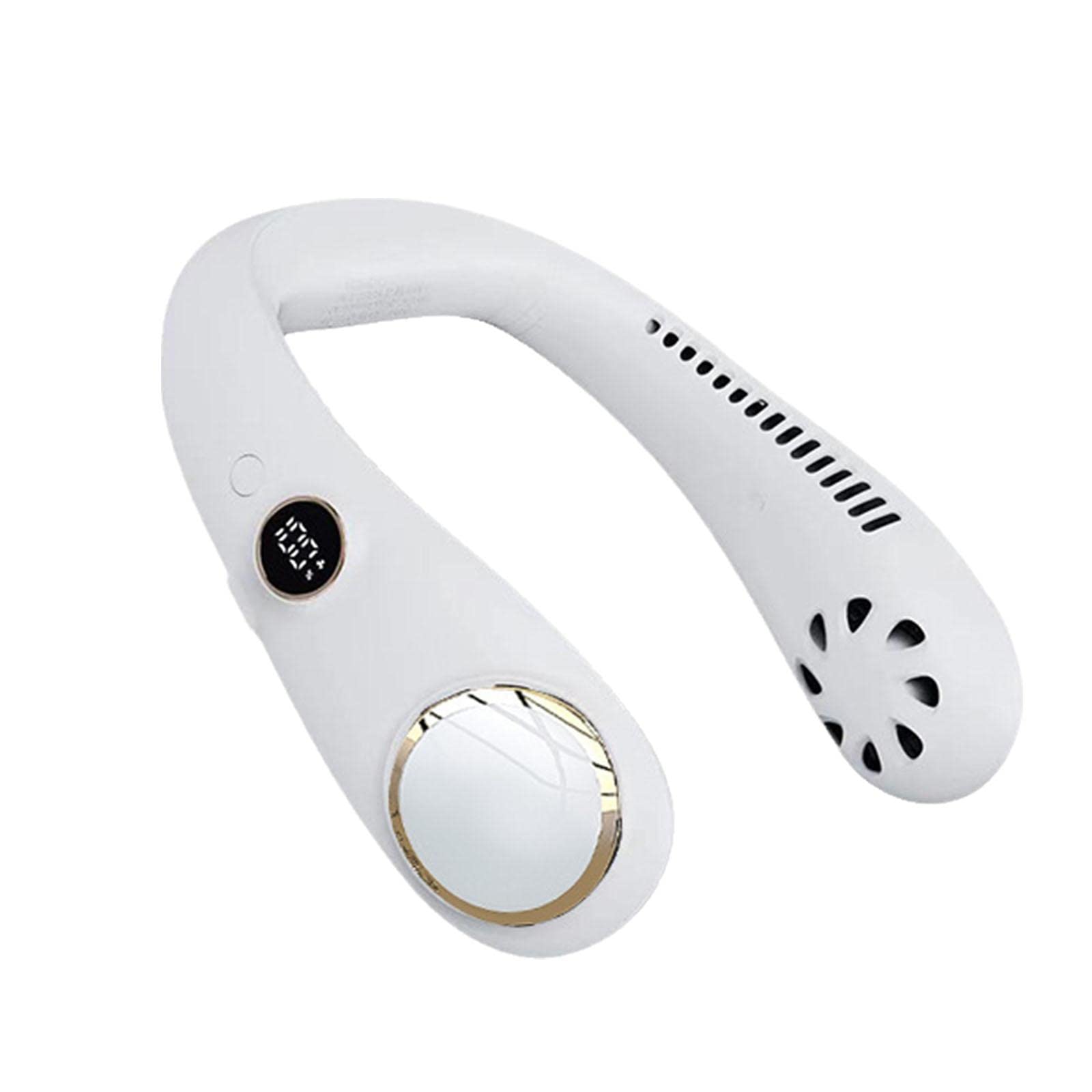 AUsagg Neck Fan, Portable Neck Fan Rechargeable Personal Fan, 3000mAh USB Wearable Hands Free Fanl 3 Speeds Cooling Fans, for Men Women Kids Home Office Travel Outdoor -White