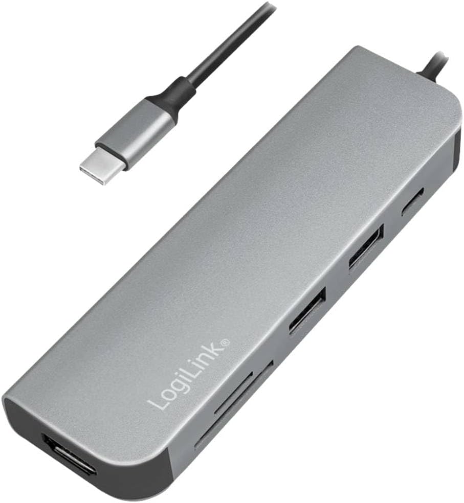 LogiLink UA0343 - USB-C™ Multifunctional Hub with 6x Extensions: 1x HDMI/1x USB-C PD (Power Delivery)/1x SD Card Reader/2x USB 3.2 Gen 1x1/1x HDMI (4Kx2K @30Hz) for Smartphone, Notebook, Computer
